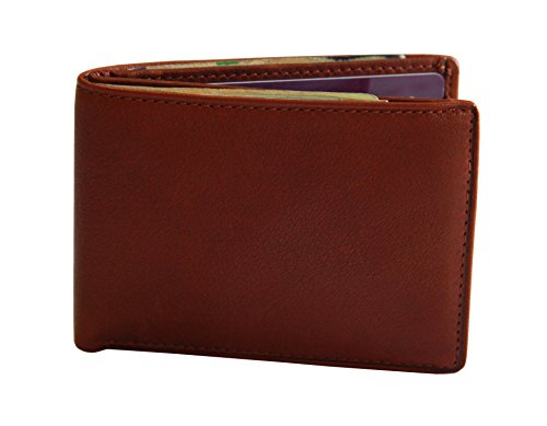RFID Ultra Mini Thinfold Mens Bifold Wallet - Brandy2