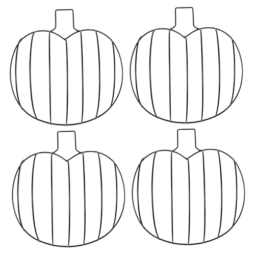 4PCS Pumpkin Wire Wreath Form 11.8x12.2 Inch Metal Wreath Frame