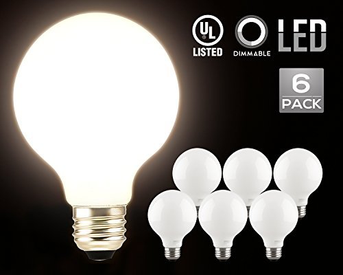 TORCHSTAR LED Dimmable G25 Globe Light Bulbs, 5W (60W Equiv.), 360° Glowing Frosted Glass Lens for Decorative, Warm White Ambiance Pro, Incandescent Replacement, Pack of 6