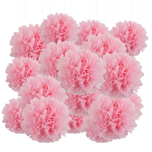 Qimoo Light Pink Paper Pom Poms