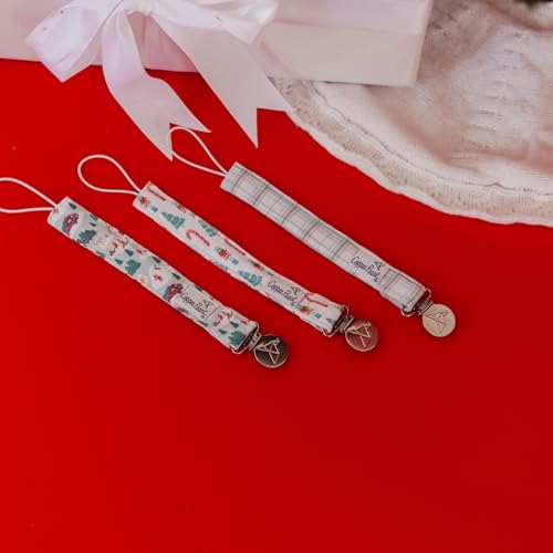 Image of Copper Pearl 3-Pack Pacifier Holders: Premium Knit Binky Clips for Baby Girls and Boys - Stylish Stainless Steel Design for Secure No-Drop Attachment - Nicholas