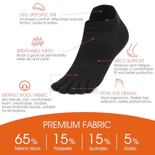 Merino Wool Toe Socks for Men and Women Athletic Runing Ankle Toe Separation Socks3