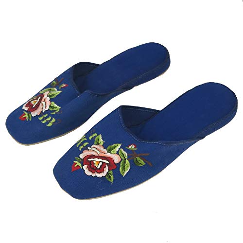 Handmade Embroidered Floral Chinese Women's Cotton Slippers with Red Flower New2