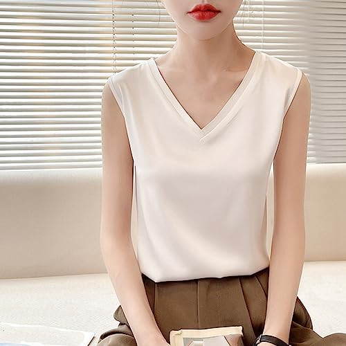 Camisola pequeña de seda para mujer que evita el calor estival