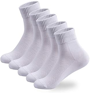 JINROZ Cotton Quarter Socks, Cycling socks, Great for Running Hiking Sports Sneakers Business Everyday, Unisex (Black/White/Grey, 5 Pairs)