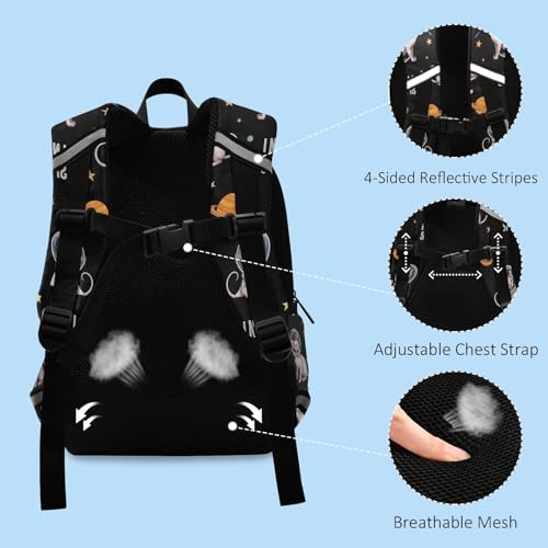 Cats Astronaut Helmets Black Mini Toddler Boy Backpack with Leash Kids School Bag Travel Bookbag4