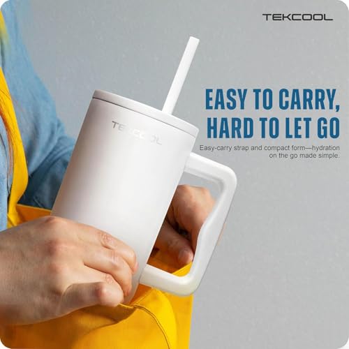Image of Tumbler with lid and Straw 1200ML Cup Stainless Steel Hot and Cold with Handle and Lid 2 Straw Vacuum Insulated Tumbler for Water, Iced Tea or Coffee Office Gym Travelling