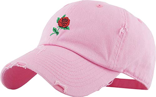 Image of Rose Flowers Love Good Vibes Men Women Dad Hat Baseball Cap Adjustable Unisex