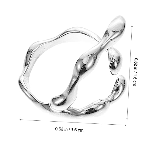 Bague ouverte argentée ajustable qui élimine le problème de taille de doigt - 5