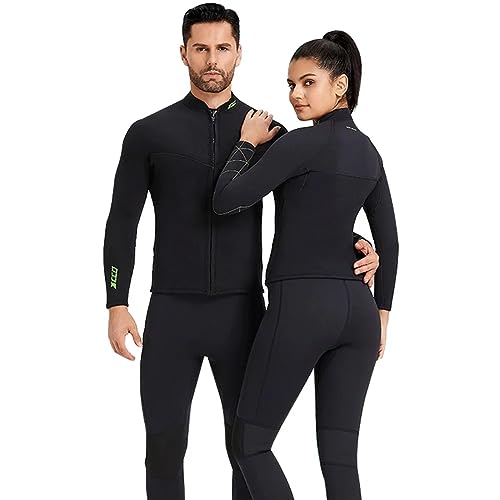 3MM Neoprene Two Piece Wetsuit, Neoprene Surfing Bodyboarding Diving Suit for Men Women Snorkeling Scuba Diving, Keep Warm, UV Protection,Women,S