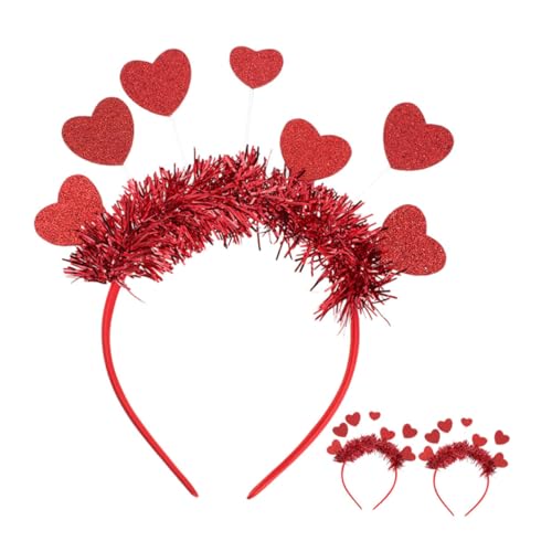 Toddmomy 3pcs Heart Sequin Headband Valentines Day Headpiece Glitter Heart Hair Band for Party Wedding Party Accessories Red