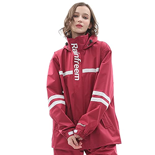 SJASD Giacca Tuta Antipioggia Moto Uomo Donna per Il Ciclismo Abbigliamento Impermeabile Tuta Antipioggia Moto Giacca Pantaloni Antiacqua,con Cappuccio Removibile Cappotto Riflettente Poncho