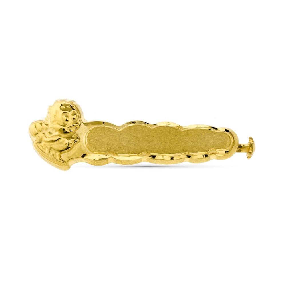 Alfiler oro 9k bebé 28mm. forma nube figura pollito - Personalizable - GRABACIÓN INCLUIDA EN EL PRECIO