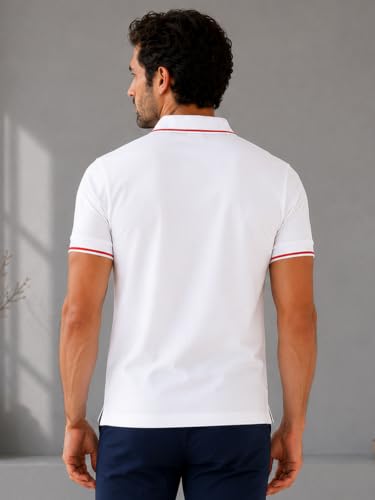 Image of Lux Cozi Men's T-Shirt with Chest Pocket | Polo T-Shirt for Man | Plain Casual Stylish | Half Sleeve| Cotton Blend Collar Polo T-Shirts for Men