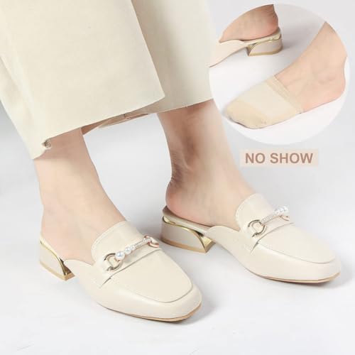 Toe Topper Half Socks for Women No Show Invisible Non-Slip Seamless Liner Covers for Mules Clogs 3 Pairs3