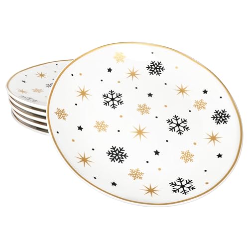 MamboCat 6er Set Stars schwarz & Gold Kuchenteller I...