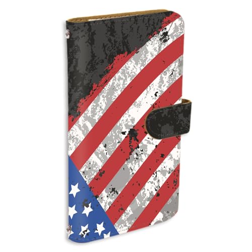 OPPO Reno 10Pro 5G 用 手帳 スマホケース カードスロット 耐衝撃性 携帯カバー ストラップホール リノ10プロ5Gのケース 星条旗 ビンテージ風 アメリカ ブラック 164a02c