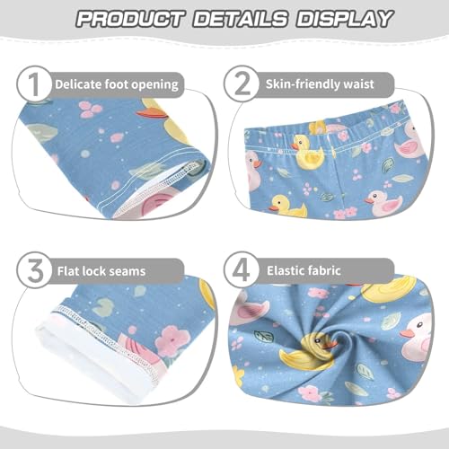 Ducks Blue Girls' Leggings Toddler Doodles Pink Flowers Kids Yoga Pants Dance Active Tights 4T3