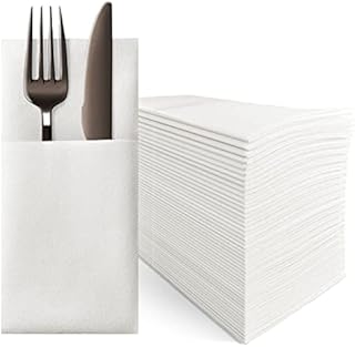 KMAKII Disposable Napkins,Pocket Napkins,White Paper Napkins,Linen Feel White Napkins,40×40cm,White 50 Count