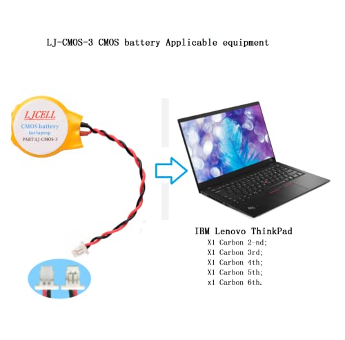 Ljcell Cmos Battery For Ibm Lenovo Thinkpad Laptop X1 Carbon 2-Nd Carbon 3Rd Carbon 4Th Carbon 5Th Carbon 6Th Bios Rtc Cr2016 Battery With 2 Wire Cable And Connector #TOP4