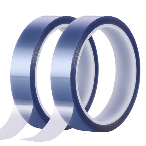 Coptiner 2 rollos de cinta resistente al calor, 20 mm x 33 m, cinta azul de alta temperatura, película de PET para sublimación, arte, manualidades, impresión de placa