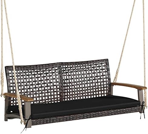 KOMFOTTEU Hängebank aus Rattan, Hängeschaukel für 2 Personen