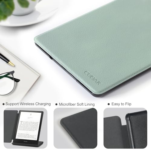 CoBak Hülle für 7 Zoll Kindle Paperwhite 12th Gen 2025/2024 und Kindle Colorsoft Signature Edition - Völlig Neue Smart Cover mit Auto Schlaf/Aufwach, Salbeigrün