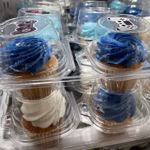 LOKQING 50 Pcs Cupcake Boxes Plastic Individual Cupcake Containers Single Cupcake Carrier with Connected Airtight Dome Lid for Party - Thumbnail 7
