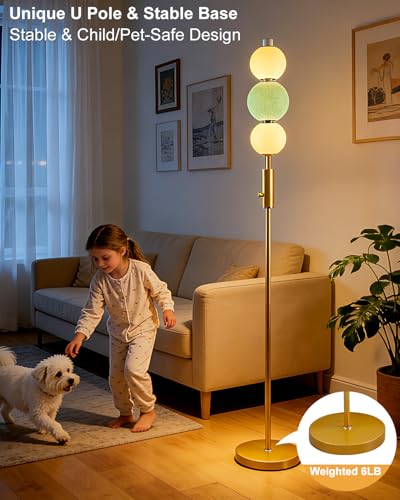 Image of Lightdot Globe Floor Lamp with 3 Color Temperatures Smart LED Bulbs Included, Dimmable Unique Corner Floor Lamp, Blue Modern Standing Lamp Tall Lamp for Living Room /Bedroom /Gaming Room /Decor Office