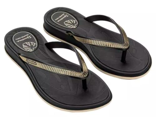 Chinelo Feminino Grendene Ipanema Shine, Preto/Bege, 36