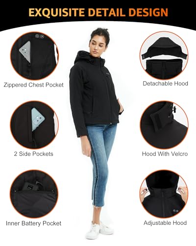 Lofinimo GD-P32+ Heated Jackets For Women With Battery Pack Included, Womens Heated Jacket For Hunting, Work, Heated Coat Hoodie Clothing thumb #5