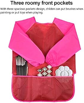 JurciCat 2 Tabliers Peinture Enfant - Blouses Art Bleu Et Rose 3-7 Ans Avec Poches Et Manches, Idéal École Et Cuisine