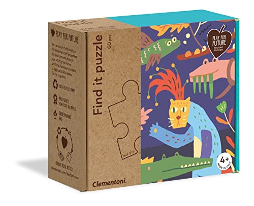 Clementoni - 16221 - Find It Puzzle - Bungle In The Jungle, Puzzle Bambini 4 Anni, Gioco Educativo, Puzzle Bambini 60 Pezzi - Made In Italy - Play For