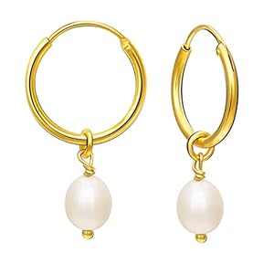 GIVA 925 Sterling Silver 18k Gold Plated Pearl drop Hoops | Gifts for Girlfriend, Gifts for Women and Girls |With Certificate of Authenticity and 925 Stamp | 6 Month Warranty* 12 41tLcWjWyeL. SL500 . SS300