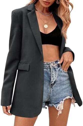 Febriajuce Womens Oversized Blazers Long Sleeve Boyfriend Suits J...