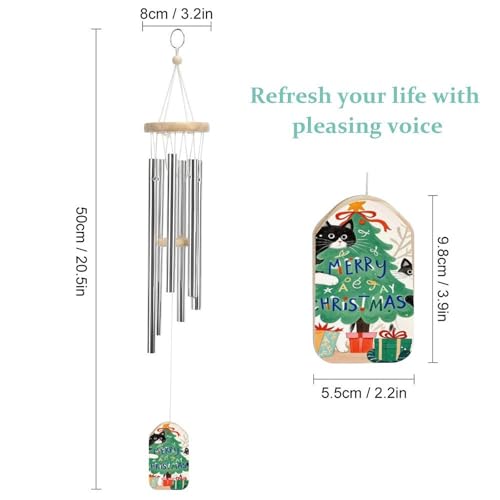 Carillon éolien en aluminium résistant aux intempéries avec design chats - 3