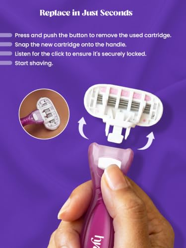 Image of Hyuman 5-Blade Body Razor Refill Cartridges for Women | Aloe Vera & Vitamin E Lubricating Strip | Replacement Heads | Pack of 2