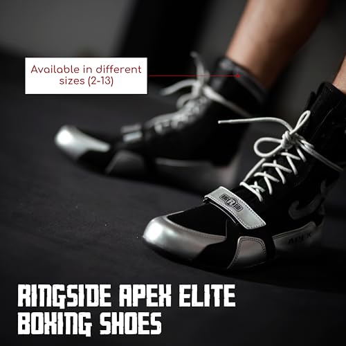 Image of Ringside Apex Elite Boxing Shoes - Synthetic Leather High-Top Ankle Shoes for Men and Women, Boxing, Wrestling, Workout, Training, Competition, (2-13)