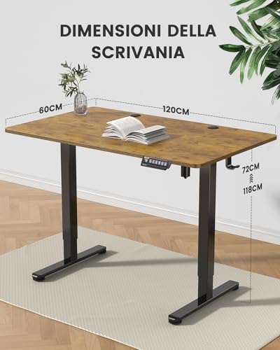Scrivania Regolabile in Altezza 120 x 60 cm, Scrivania Regolabile da Stazione in Piedi con Pannello Smart a 4 Memorie e Tavola Splice - Scrivania Gaming - Immagine 2