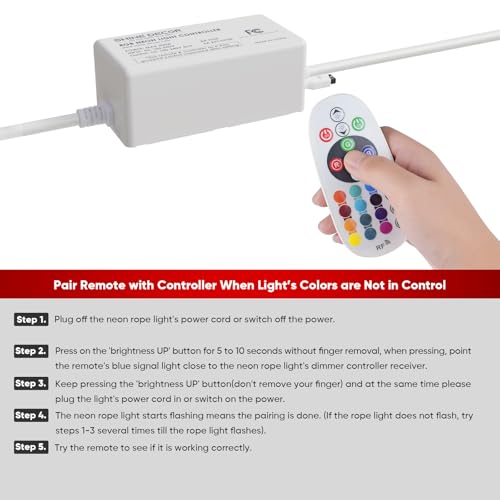 Image of Shine Decor Controller with Remote, Power Supply for 10mm W x 20mm H LED RGB Neon Rope Lights Only