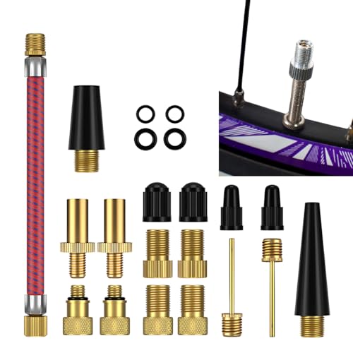 VYIBPDY Bicicletta Adattatore per Valvola, 21Pezzi Adattatore per Pompa Bici, Attacco per Gonfiare Gomme Bici,Adattatore Valvola Bici, Valvola Adattatore