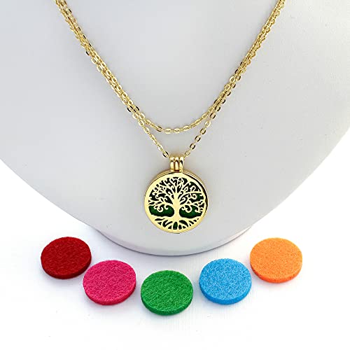 Colar Difusor Árvore da Vida para Aromaterapia Dourado