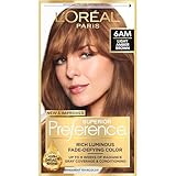 L'Oreal Paris Superior Preference Luminous Fade-Defying Permanent Hair Color, Hair Dye For Up to 9 Weeks of Radiance, Light Amber Brown 6AM, 1 Hair Dye Kit