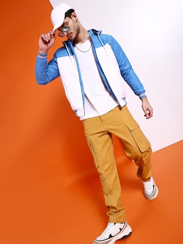 Image of The Indian Garage Co Men Regular Fit Colourblocked Bomber Jackets