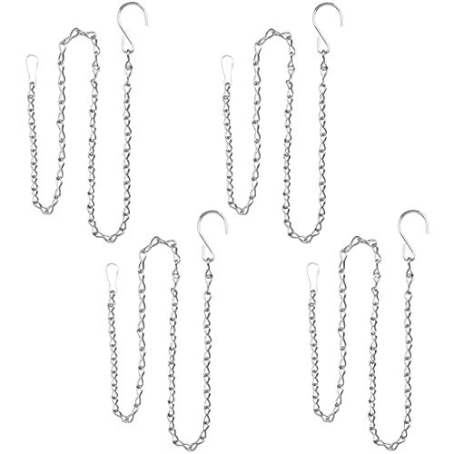 YINGFENG 4 Pack 35 Inch Silver Hanging Chain for Hanging Bird Feeders, Bird Houses, Hanging Planters, Baskets, Birdbaths, Lanterns, Wind Chimes, Billboards, Signs and Ornaments, etc