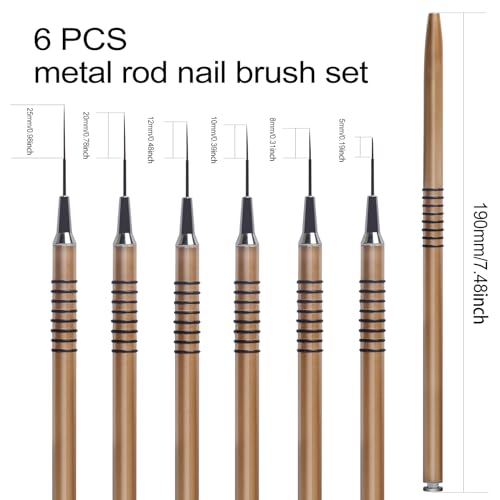 6Pcs Nail Art Brushes Set Nail Striper Brushes - Image 3