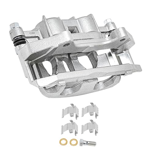Image of Detroit Axle - Front Left Brake Caliper for Ford Explorer Taurus Flex Lincoln MKS MKT, Police Interceptor Utility Sedan, Special Service Police Sedan, Disc Brake Caliper w /Bracket Replacement