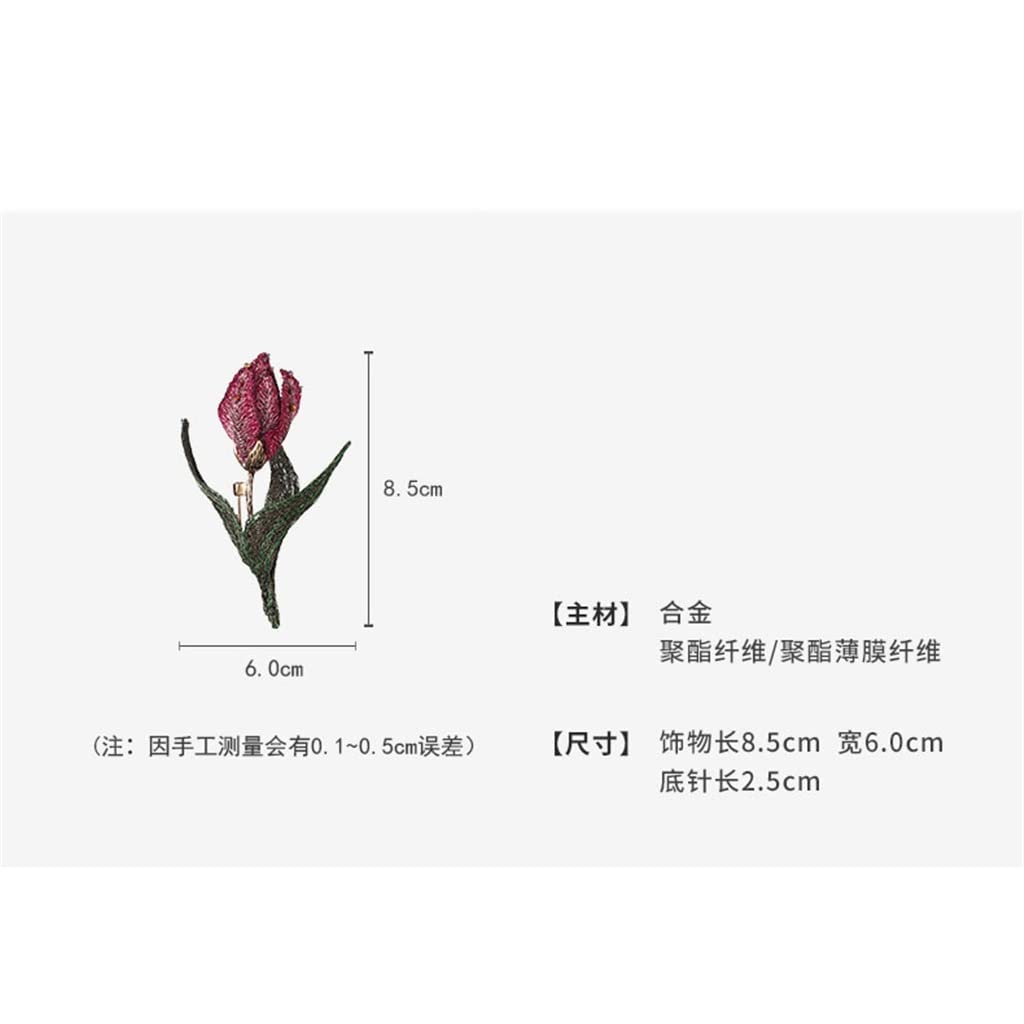 Florale, Elegante, handbestickte Tulpenbrosche, Damenmantel-Accessoires, Corsage