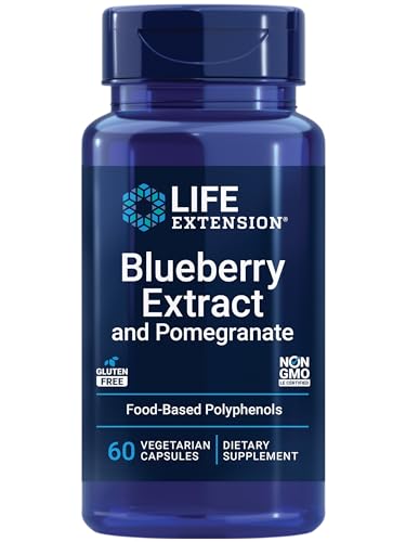 Life Extension Blueberry Extract and Pomegranate arterial Health Support antioxidant Defense Gluten-Free Non-GMO Vegetarian 60 Vegetarian Capsules