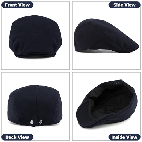 Image of KUJUHA Newsboy Hats for Men Flat Irish Cabbie Ivy Gatsby Newsboy Driving Hat Hunting Cap Winter Hat